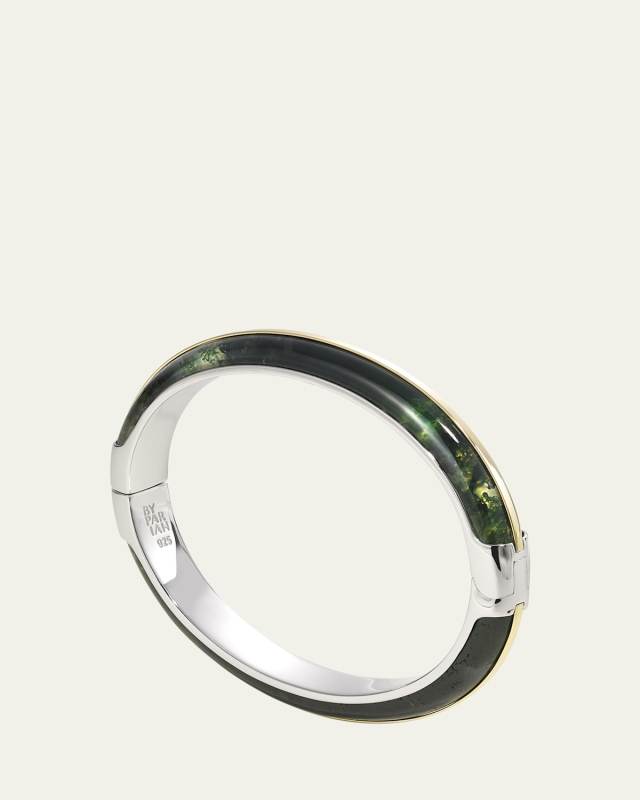 Essential Stacking Cuff Bracelet, Moss Agate